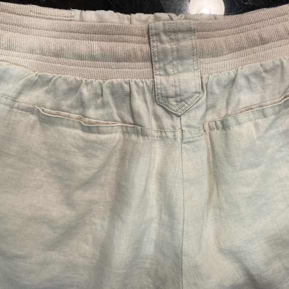 Anthropologie Cream / Beige Linen Track Short with elastic waist and tie front L - Picture 8 of 8